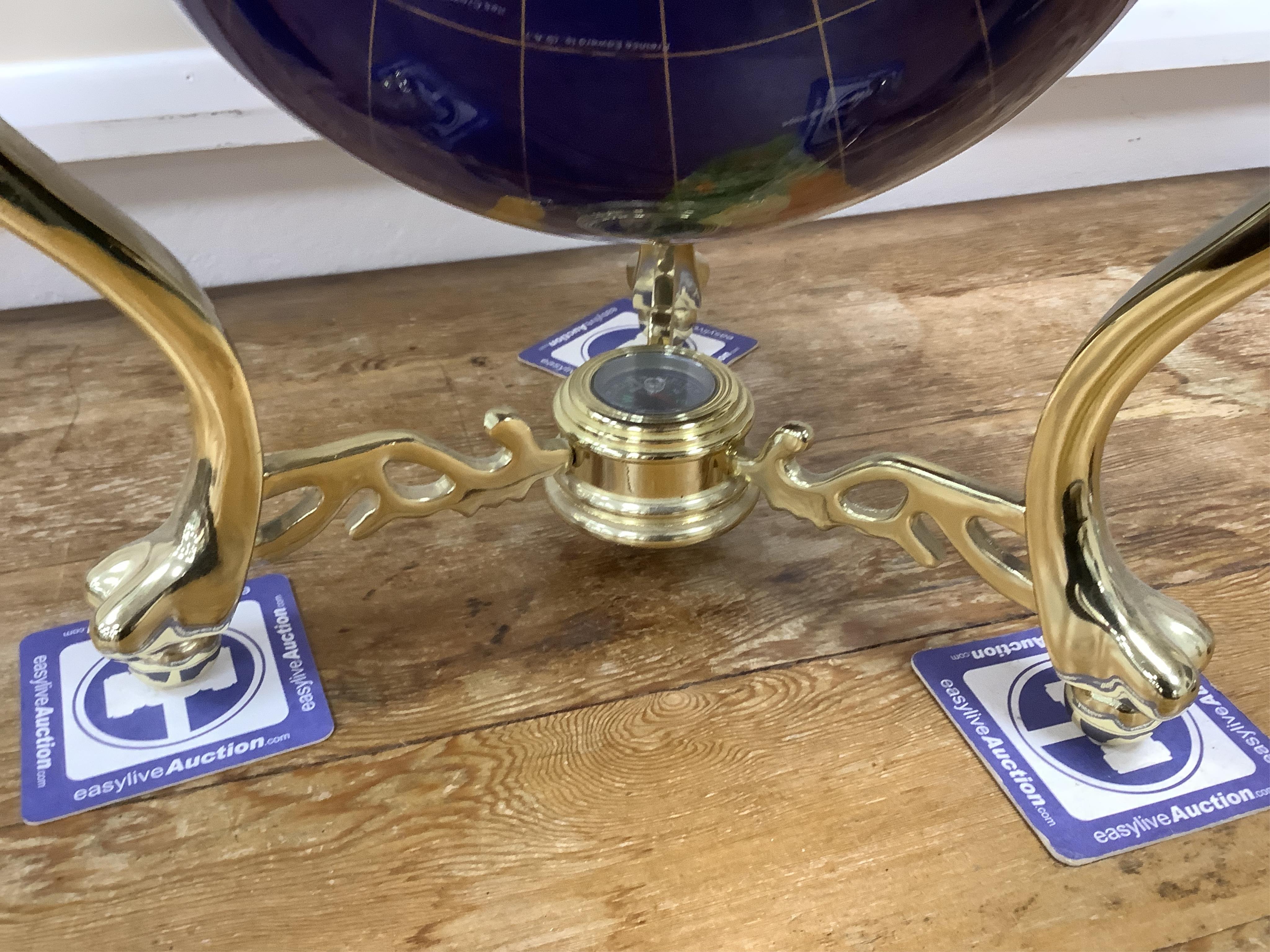 A modern hardstone veneered terrestrial globe